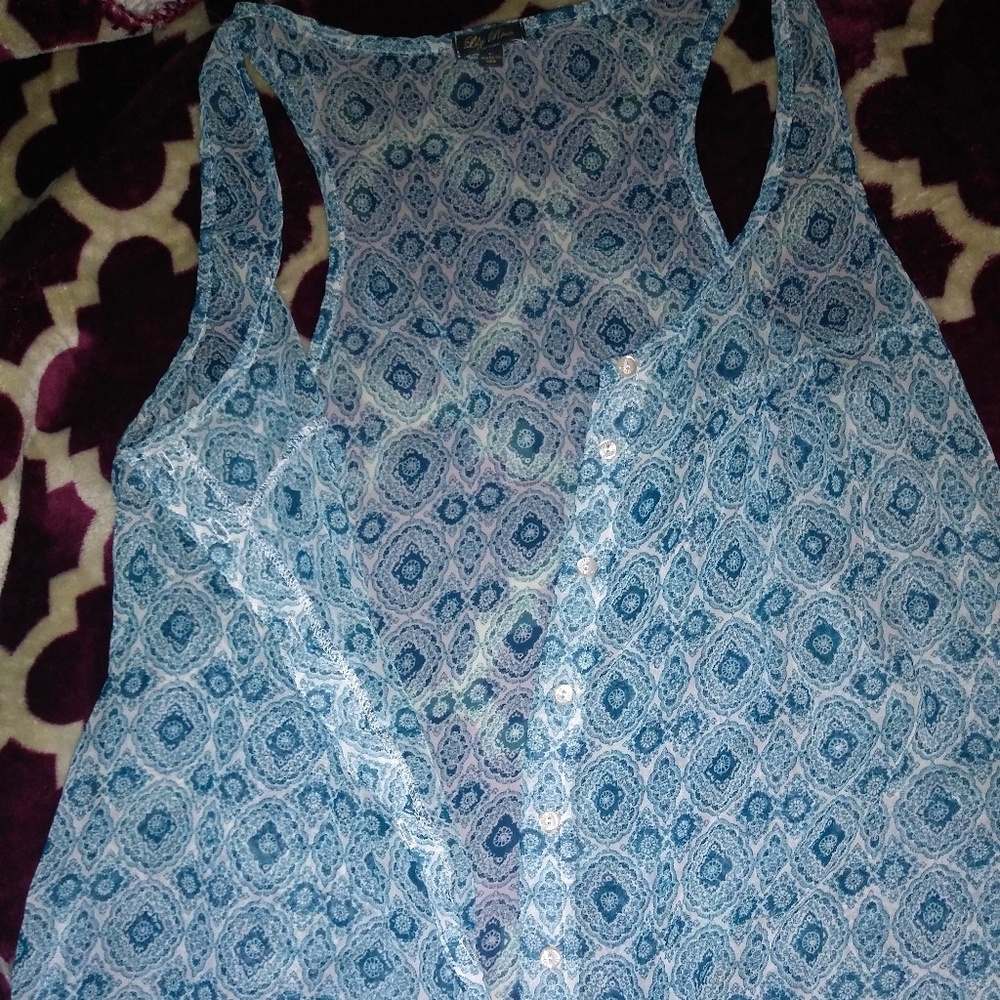 Light blue paisley see through dress top